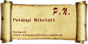 Petényi Nikolett névjegykártya